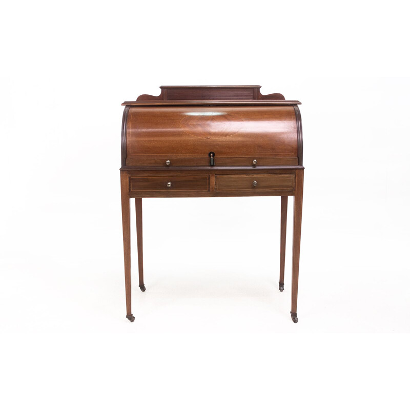 Antique British edwardian cylinder desk, 1910s