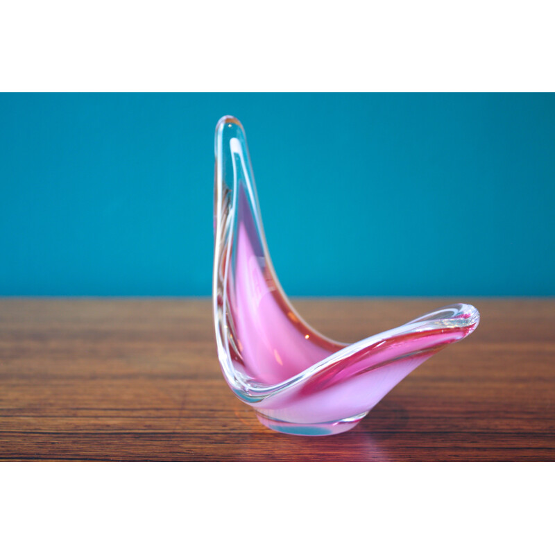 Flygsfors "Coquille" object in pink glass, Paul KEDELV - 1950s