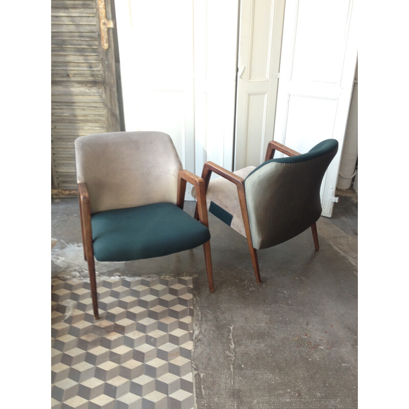 Scandinavian pair of armchair - 1950s