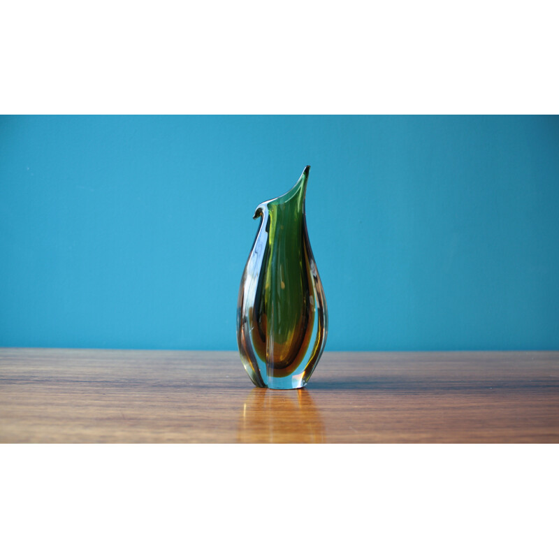 Vase vintage en verre Murano vert - 1960