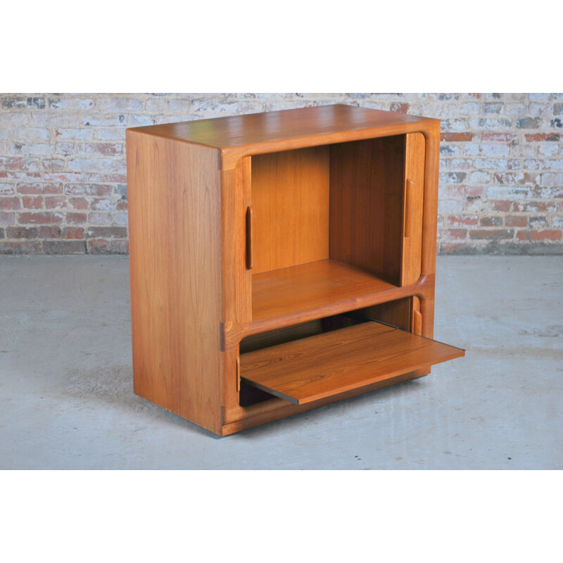 Vintage Dyrlund teak media furniture on castors, Danish 1970