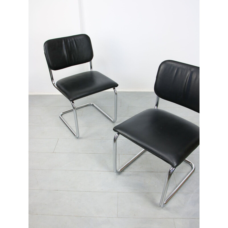 Pair of vintage Cesca chairs in leather by Marcel Breuer