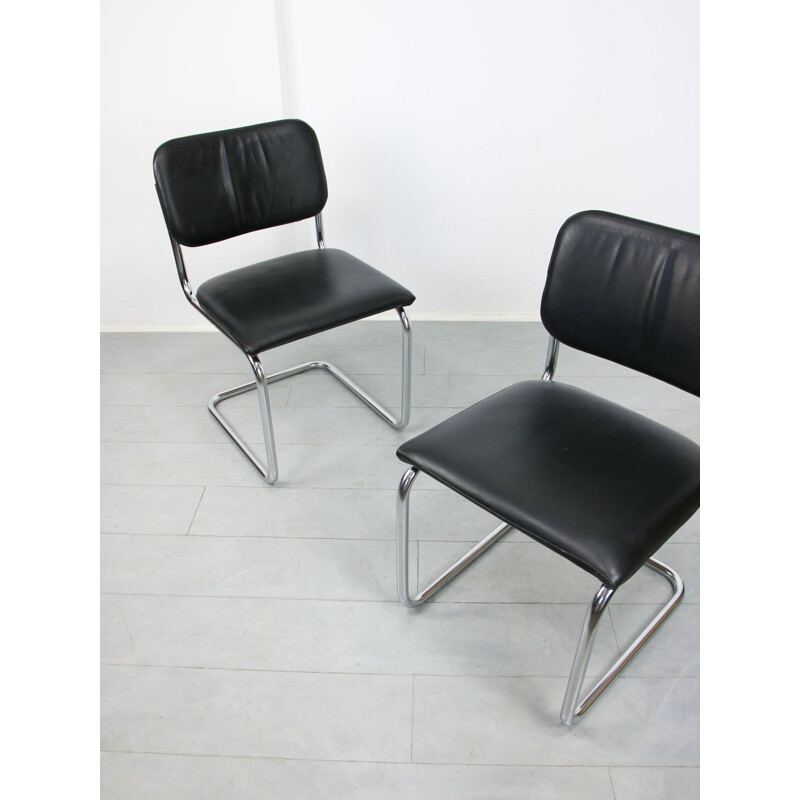 Paire de chaises vintage Cesca en cuir de Marcel Breuer