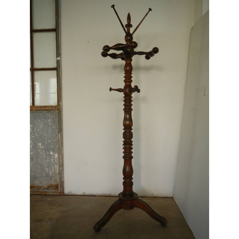 Vintage walnut coat rack