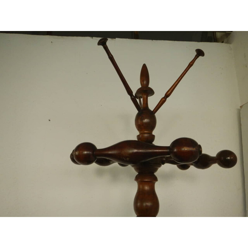 Vintage walnut coat rack