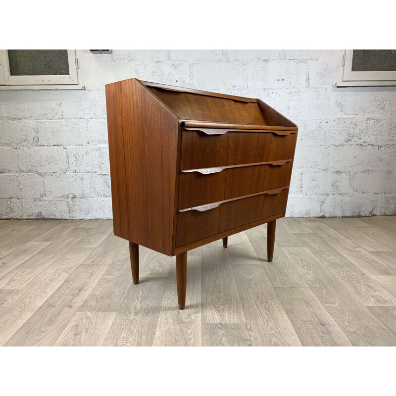 Vintage 4 drawer teak chest of drawers, Scandinavian 1960