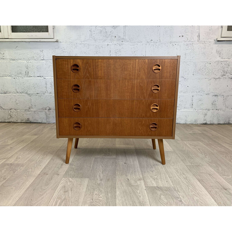 Vintage teak chest of 4 drawers, 1960