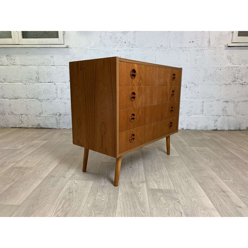 Vintage teak chest of 4 drawers, 1960