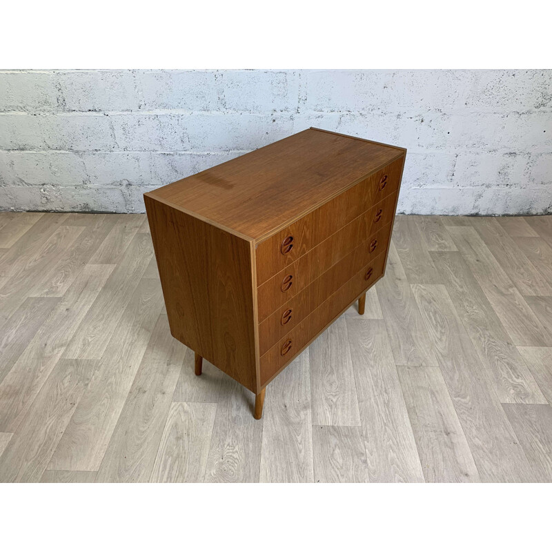 Vintage teak chest of 4 drawers, 1960