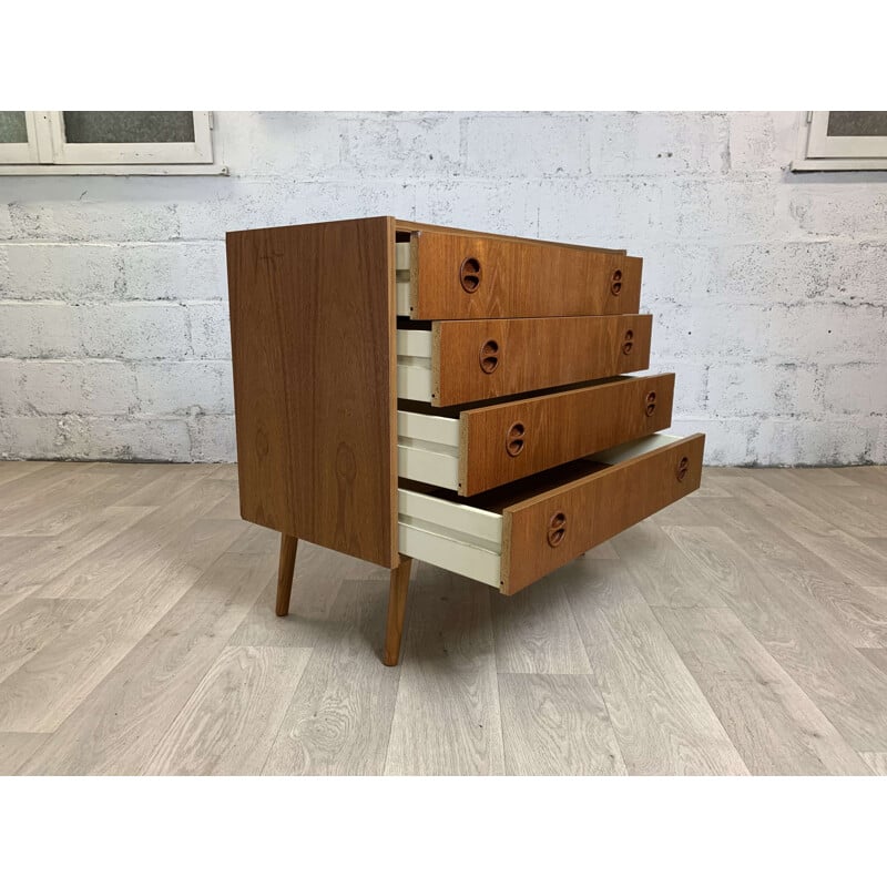 Vintage teak chest of 4 drawers, 1960