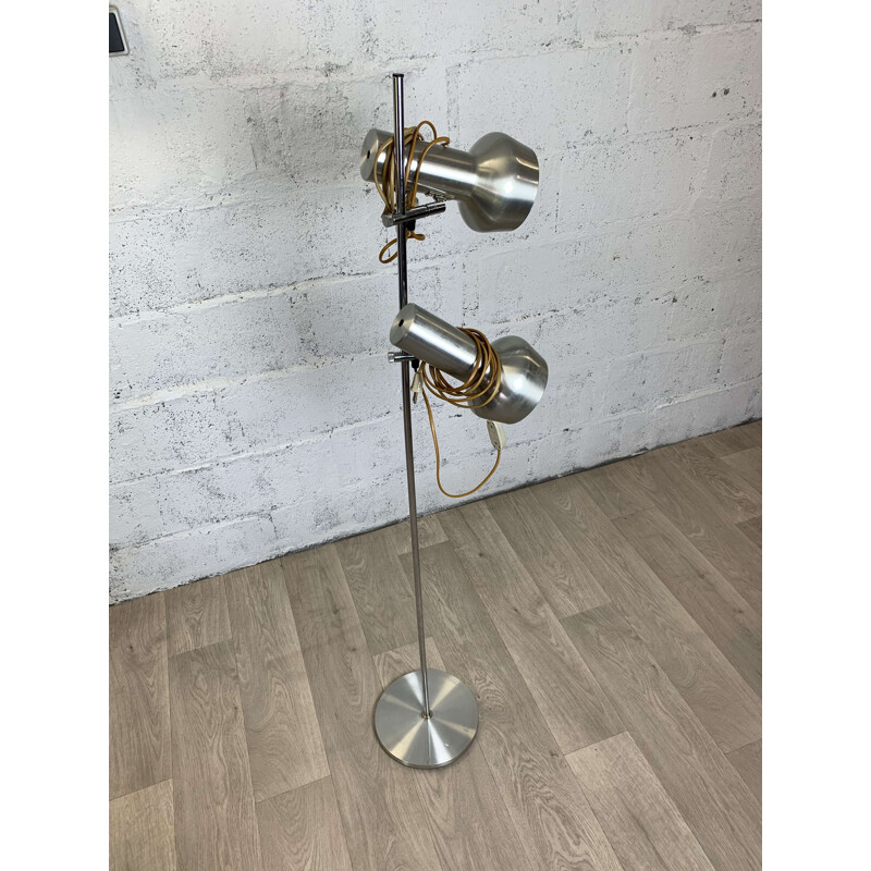 Vintage light grey metal floor lamp, 1960