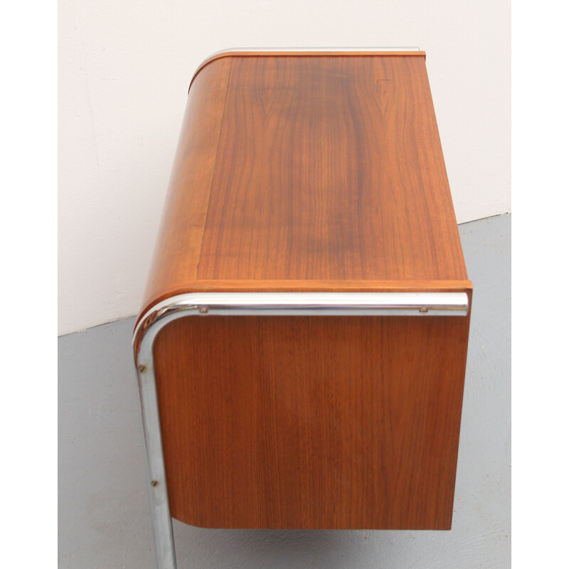 Vintage rosewood and chrome record trolley, 1970