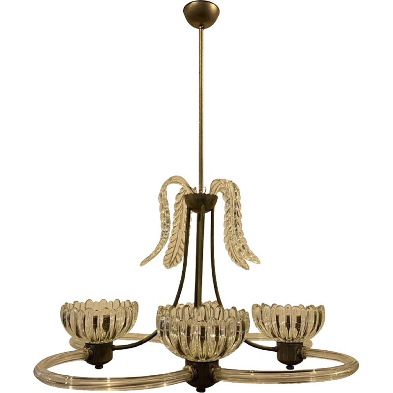 Vintage modern Murano glass chandelier by Barovier & Toso, 1950s