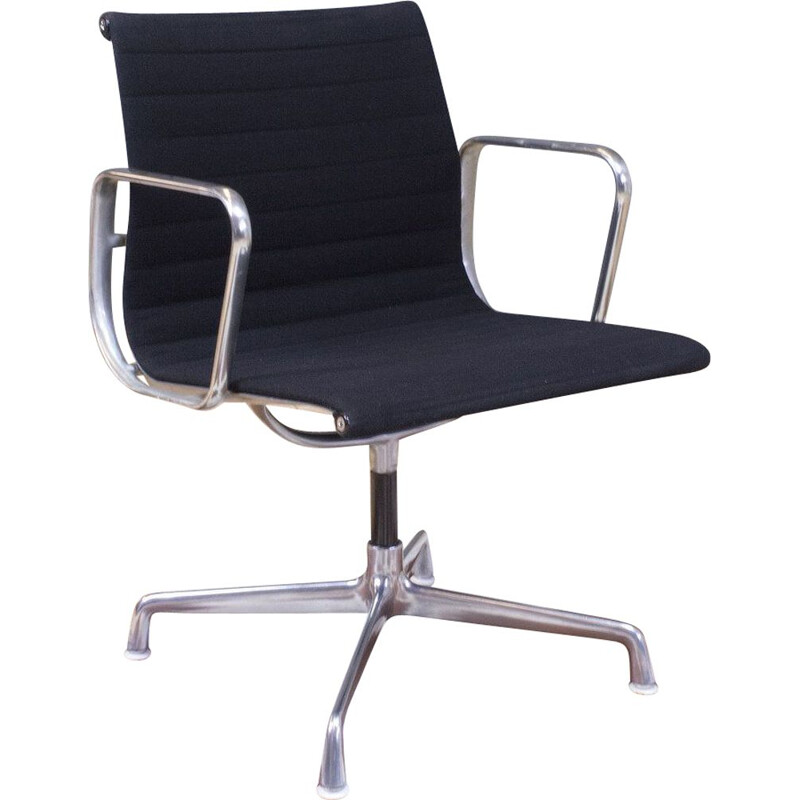 American vintage desk armchair EA107 in black and aluminium by Herman Miller for Ray Charles, 1958