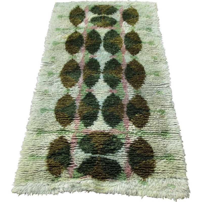 Vintage wollen Rya tapijt, Zweden 1960