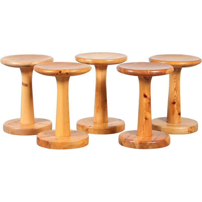 Vintage pine wood stool by Rainer Daumiller for Hirtshals, Denmark 1960s