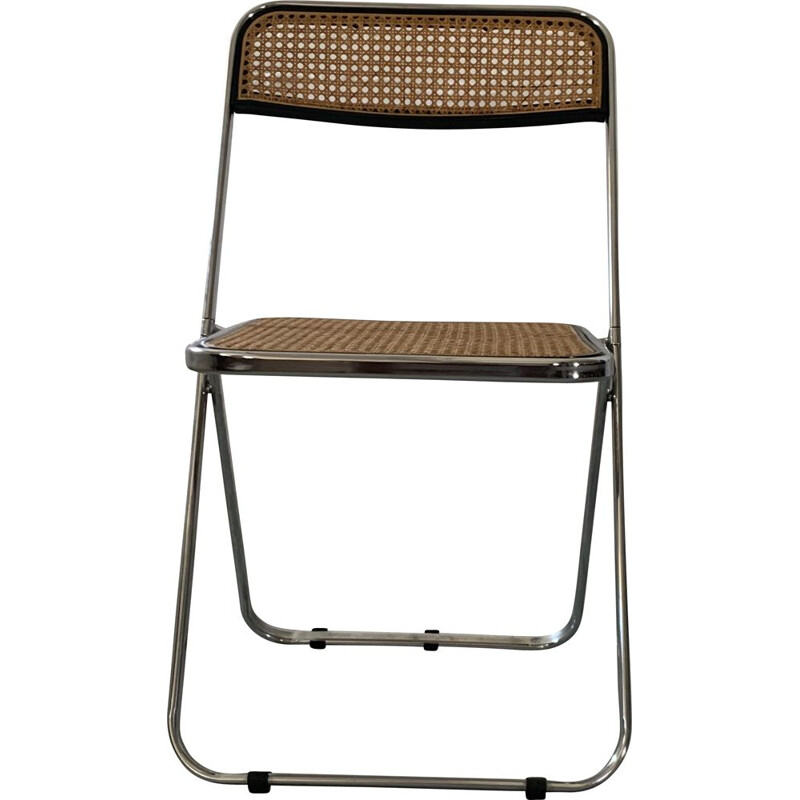 Vintage Cane Plia folding chair by Giancarlo Piretti for Castelli, 1960s