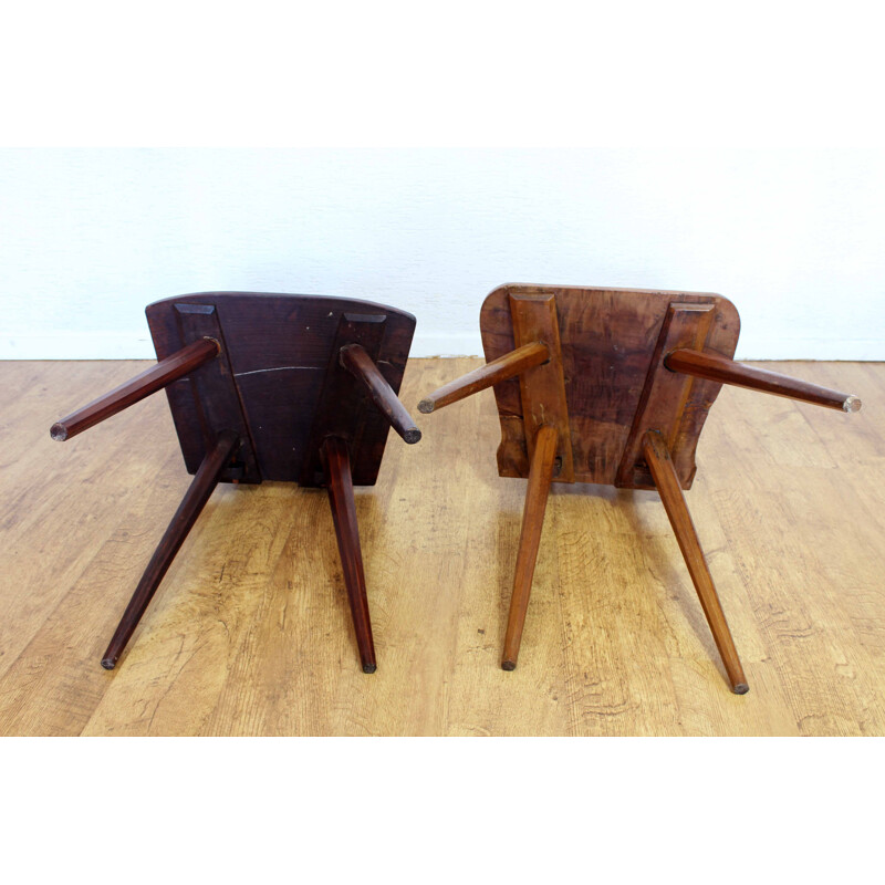 Pair of vintage solid wood chairs