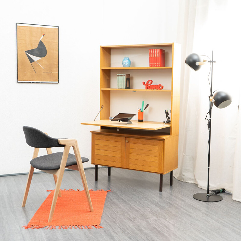 Mid century light oak secretary, 1960s