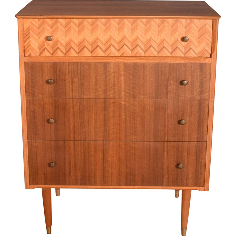 Mid century ashwood and walnut chest of drawers by Uniflex, 1960