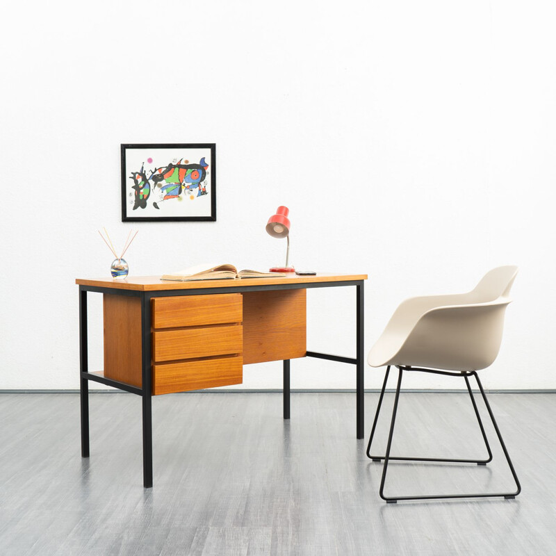 Mid-century teak desk minimalist design, 1960s