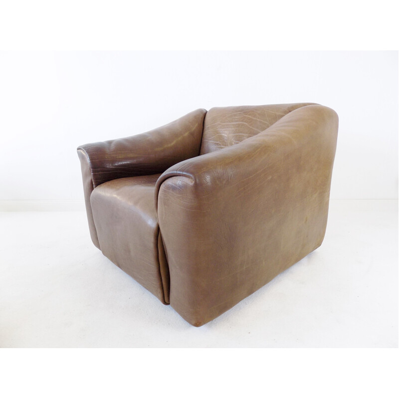 Mid century DS 47 brown leather armchair by De Sede