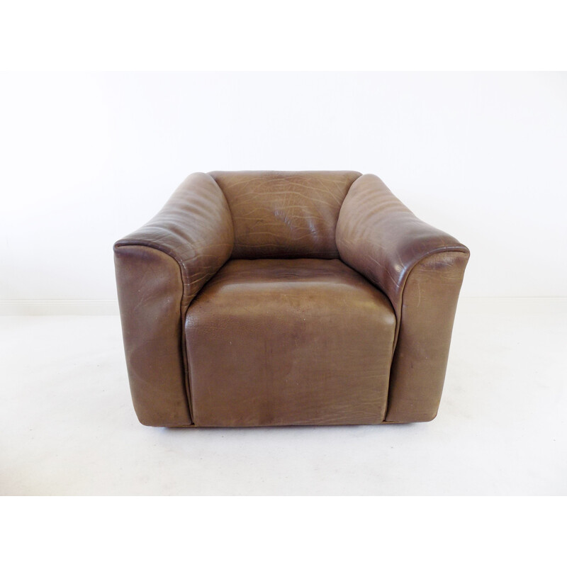 Mid century DS 47 brown leather armchair by De Sede