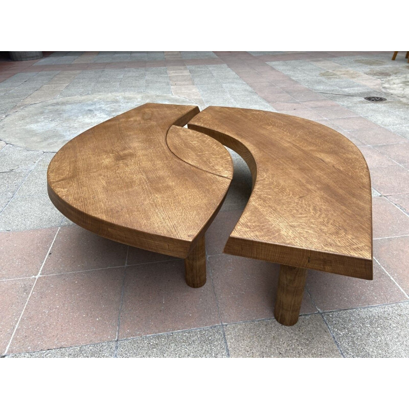 Vintage Œil T22 coffee table in solid elm by Pierre Chapo, 1970