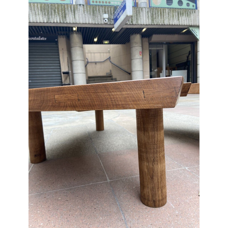 Vintage Œil T22 coffee table in solid elm by Pierre Chapo, 1970