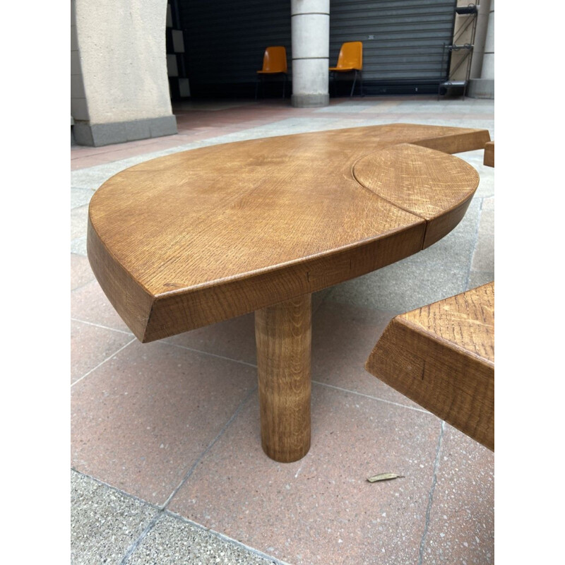 Vintage Œil T22 coffee table in solid elm by Pierre Chapo, 1970