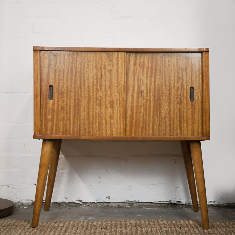 Vintage afromosia highboard with two sliding doors, UK 1960