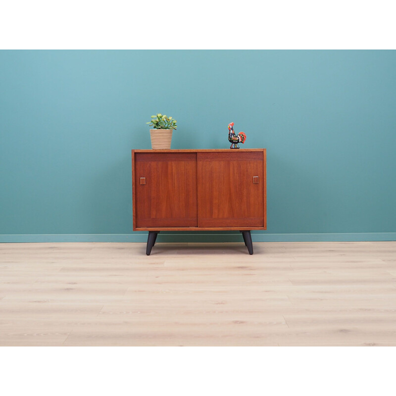 Vintage teak sideboard with sliding door, Denmark 1970s