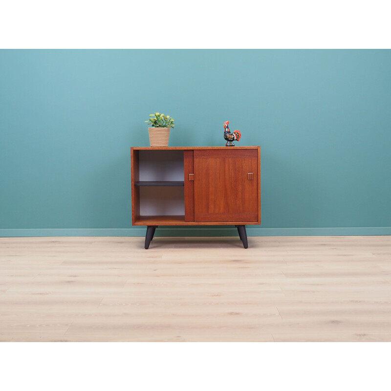 Vintage teak sideboard with sliding door, Denmark 1970s