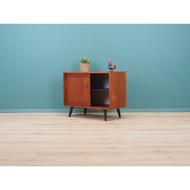 Vintage teak sideboard with sliding door, Denmark 1970s