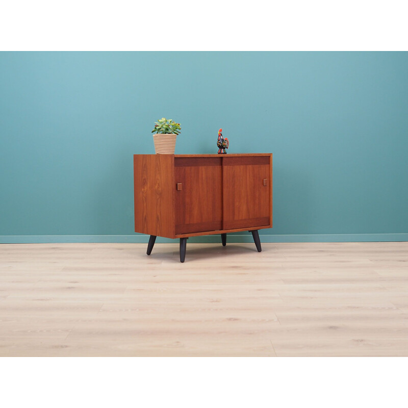 Vintage teak sideboard with sliding door, Denmark 1970s