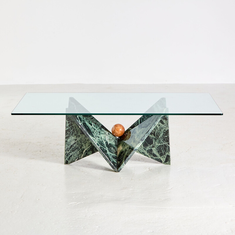 Vintage marble and glass coffee table