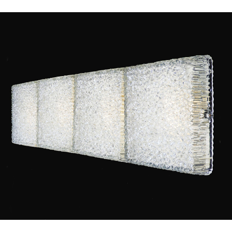 Vintage glass ceiling lamp by Holophane, France 1970