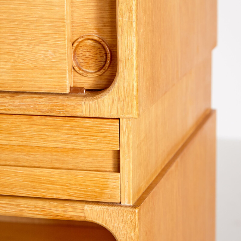 Vintage oakwood highboard by Omann Jun, 1960