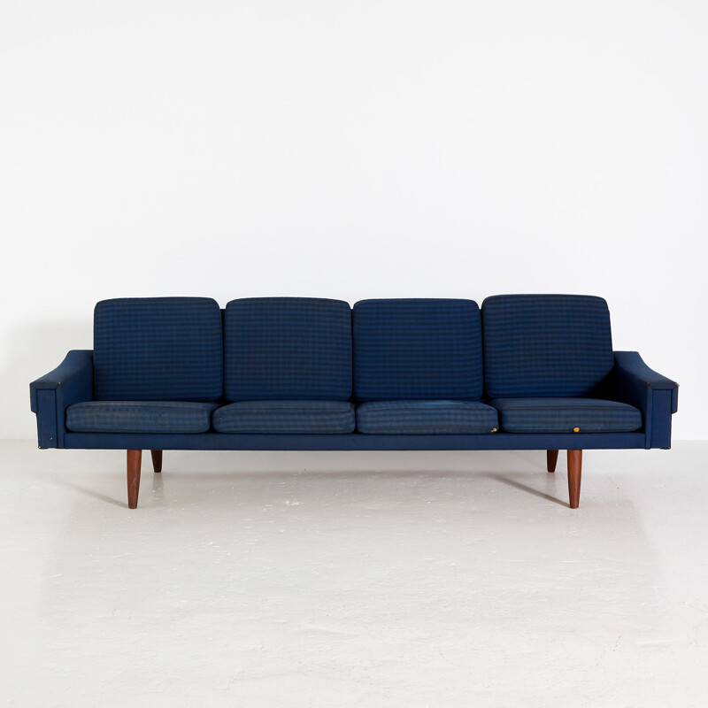 Vintage blue sofa with four seats, Danish