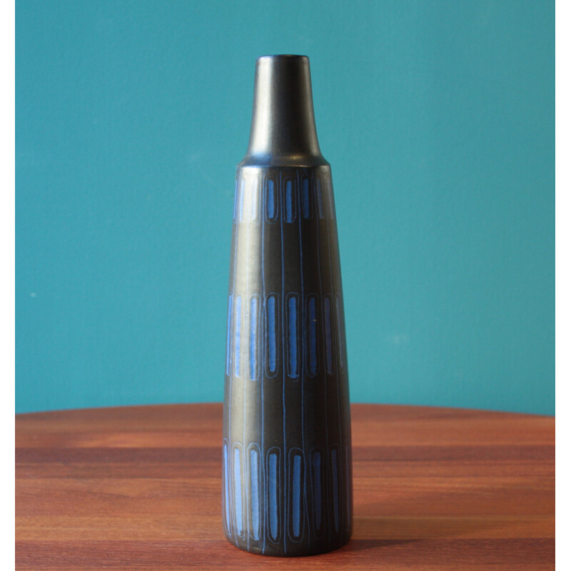 Black and blue ceramic BR Keramik vase, Eigil HINRICHSEN - 1960s 