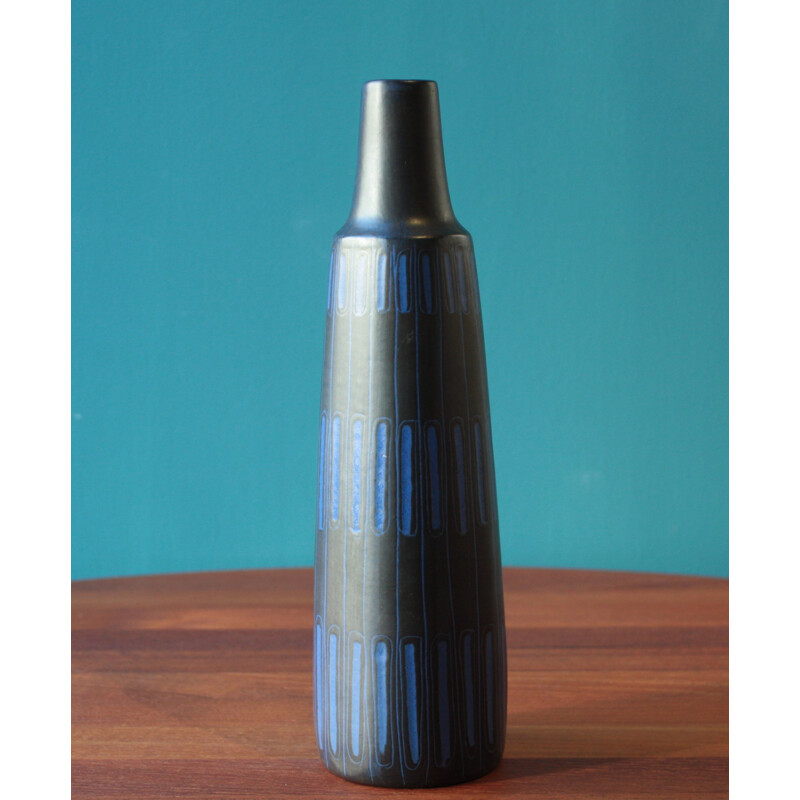 Black and blue ceramic BR Keramik vase, Eigil HINRICHSEN - 1960s 