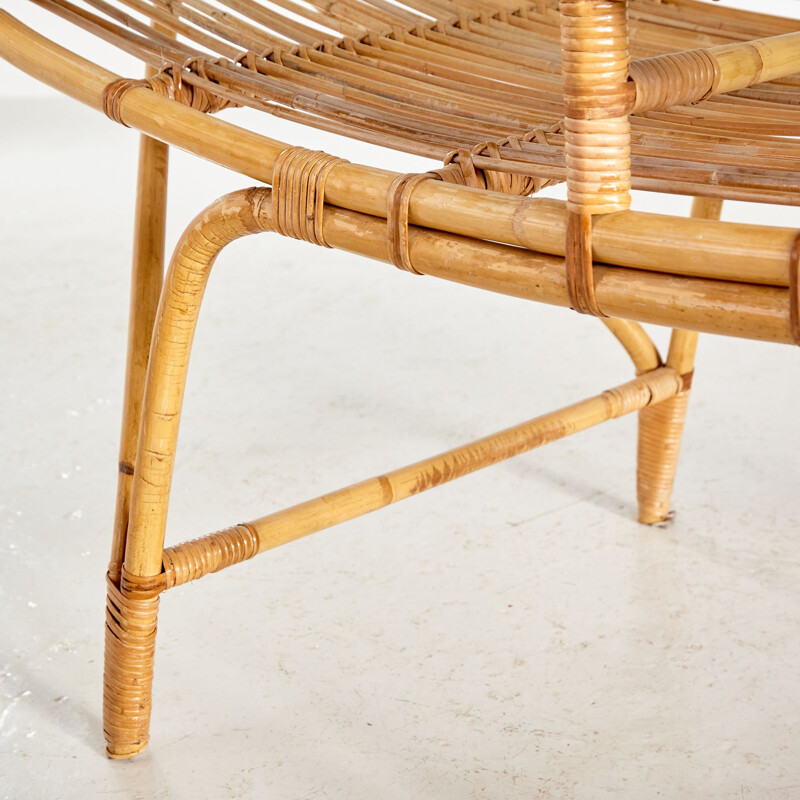 Vintage bamboo and glass coffee table