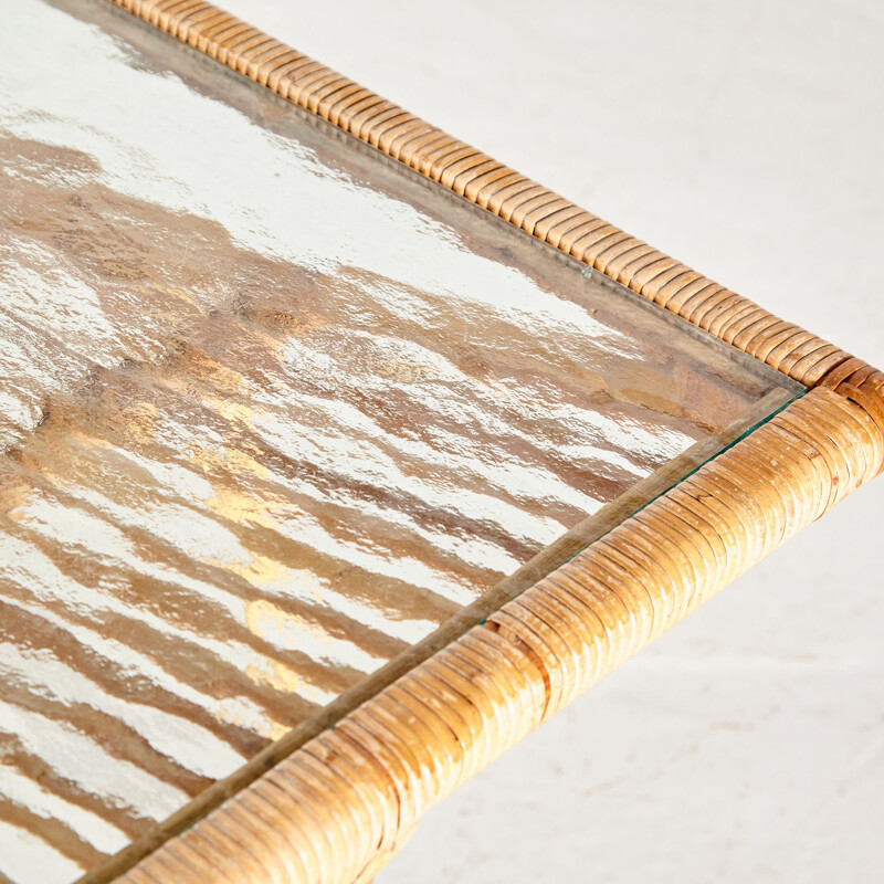 Vintage bamboo and glass coffee table