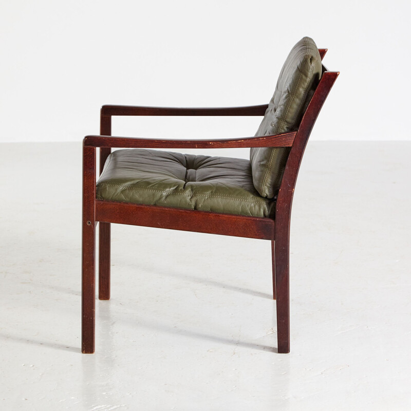 Vintage beech and leather armchair