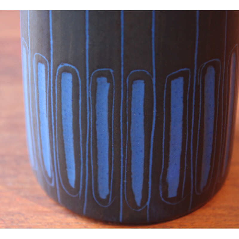 Vase noire et bleue BR Keramik en céramique, Eigil HINRICHSEN - 1960