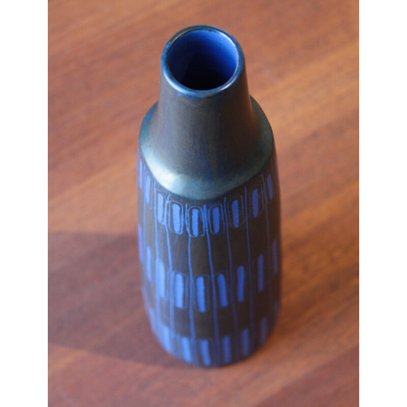 Black and blue ceramic BR Keramik vase, Eigil HINRICHSEN - 1960s 