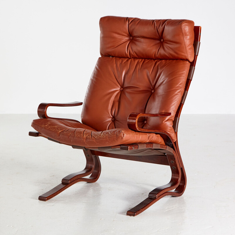 Vintage Skyline leather armchair by Hove Møbler, 1970