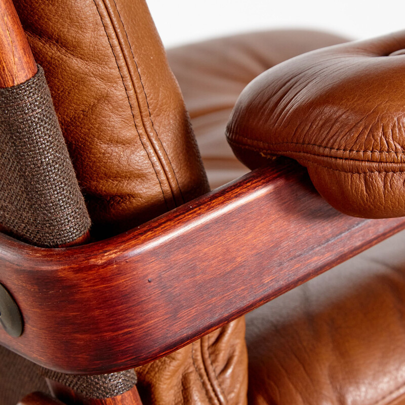 Vintage brown leather armchair by Ingmar Relling for Westnofa
