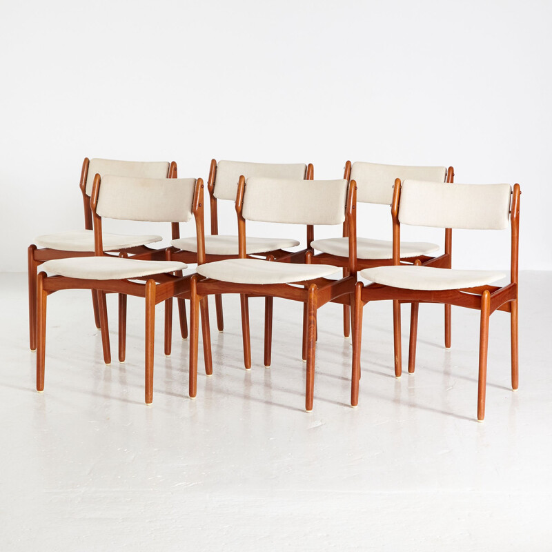 Set of 6 vintage teak chairs model 49 by Erik Buch for O.D. Mobler, 1960