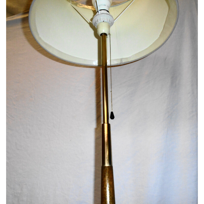 Lampadaire Lunel vintage en teck massif et laiton, 1950